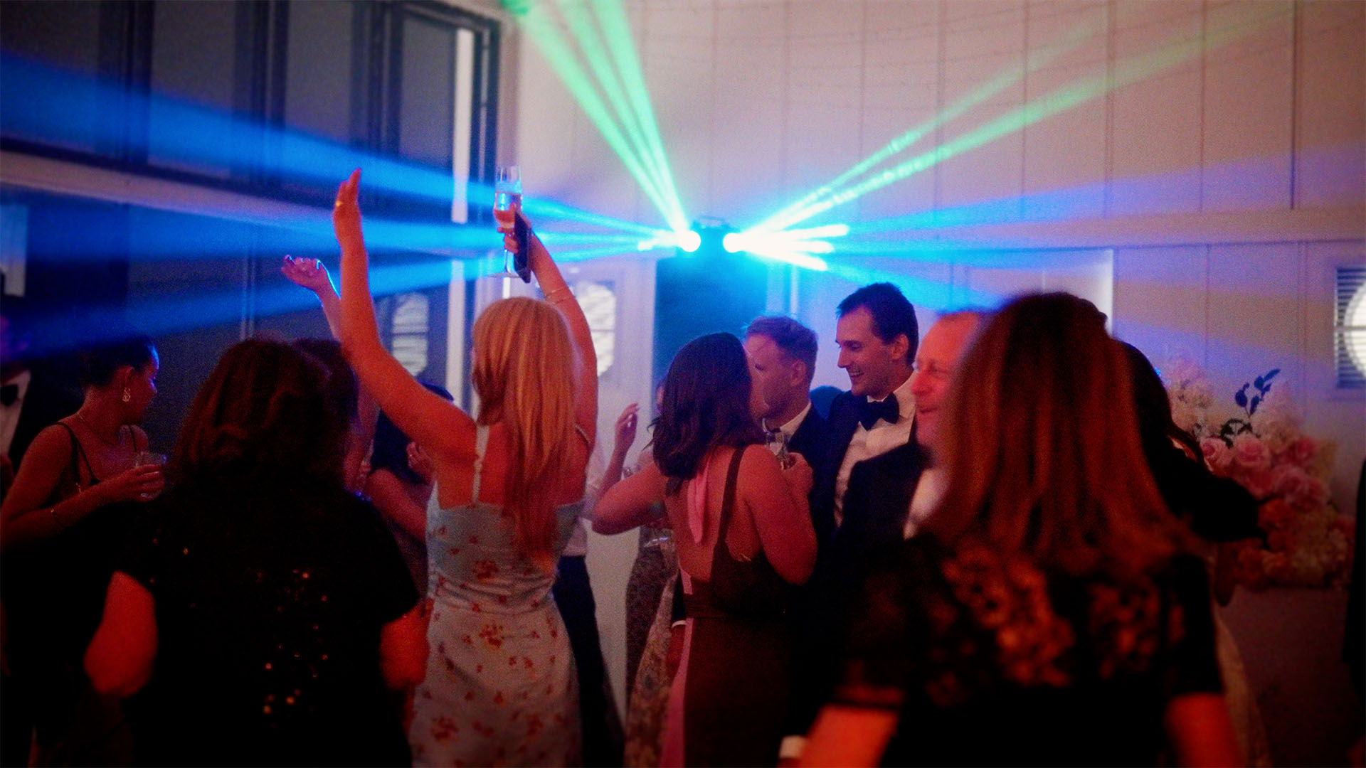 wedding guests dancing to music